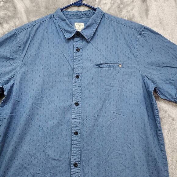 Voyager Shirt Mens XXL Blue Printed Stretch Cotton Short Sleeve Button Front - Picture 2 of 11